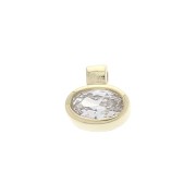 6mm Mini oval Charm with  zirconium oxide - Crystal - Gold plated 3 micron x1|raw }}