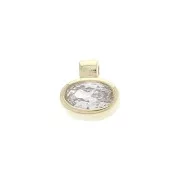 6mm Mini oval Charm with  zirconium oxide - Crystal - Gold plated 3 micron x1
