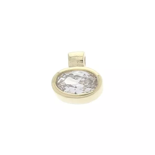 6mm Mini oval Charm with zirconium oxide - Crystal - Gold plated 3 micron x1