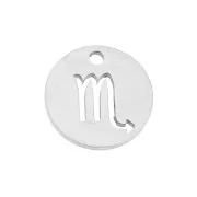 12mm Stainless steel Round Charm - Scorpio zodiac sign x1