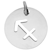 Round charm - Sagittarius zodiac sign, 12 mm - 304 stainless steel x1
