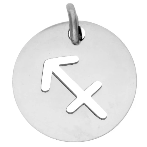 Round charm - Sagittarius zodiac sign, 12 mm - 304 stainless steel x1