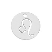 12mm Stainless steel Round Charm - Leo zodiac sign x1