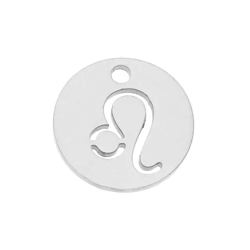 12mm Stainless steel Round Charm - Leo zodiac sign x1