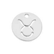 12mm Stainless steel Round Charm - Taurus zodiac sign x1