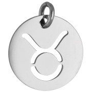 Round Charm - Taurus Zodiac Sign, 12 mm - 304 Stainless Steel x1