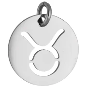 Round Charm - Taurus Zodiac Sign, 12 mm - 304 Stainless Steel x1