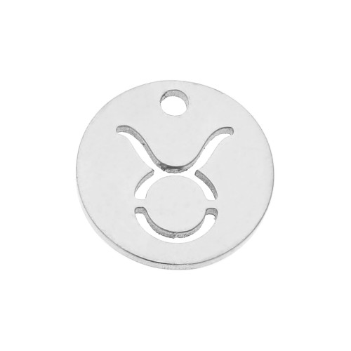 12mm Stainless steel Round Charm - Taurus zodiac sign x1