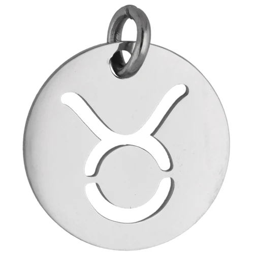Round Charm - Taurus Zodiac Sign, 12 mm - 304 Stainless Steel x1