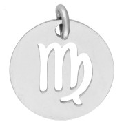 Round Charm - Virgo Zodiac Sign, 12 mm - 304 Stainless Steel x1