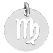 Round Charm - Virgo Zodiac Sign, 12 mm - 304 Stainless Steel x1