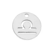 12mm Stainless steel Round Charm - Libra zodiac sign x1