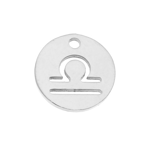 12mm Stainless steel Round Charm - Libra zodiac sign x1