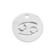 12mm Stainless steel Round Charm - Cancer zodiac sign x1