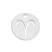 12mm Stainless steel Round Charm - Aries zodiac sign x1