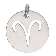 Round Charm - Aries Zodiac Sign, 12 mm - 304 Stainless Steel x1