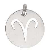 Round Charm - Aries Zodiac Sign, 12 mm - 304 Stainless Steel x1