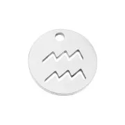 12mm Stainless steel Round Charm - Aquarius zodiac sign x1