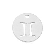 12mm Stainless steel Round Charm - Gemini zodiac sign x1|raw }}