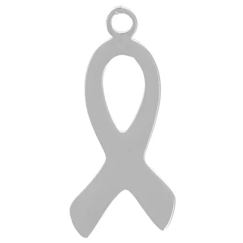 14x6mm 316L Stainless Steel awareness ribbon Charm x1