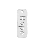 17x6mm Stainless steel Rectangle charm with message - Hope x1
