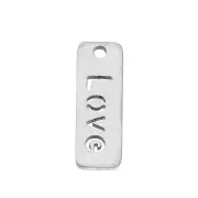 17x6mm Stainless steel Rectangle charm with message - Love x1