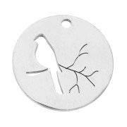 20mm Stainless steel round bird charm x1