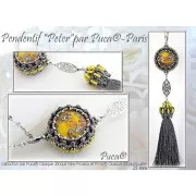 18mm Glass round cabochon by Puca® - Opaque Aqua Tweedy x1