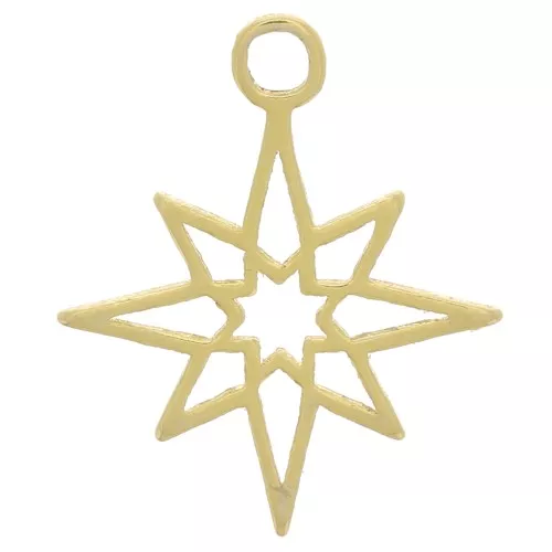12x10mm 925 Sterling Silver Openwork Northern Star Charm ? Gold Tone x1