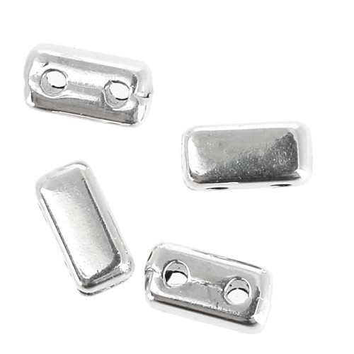 6x3mm Half Tila Zamac Beads - Antique Silver Plating x4