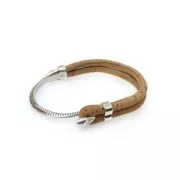 95mm Worked Half bracelet connector for cord - Antique Silver Plating x1