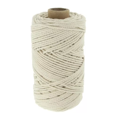 2mm cotton cord spool for macramé - Unbleached x100m