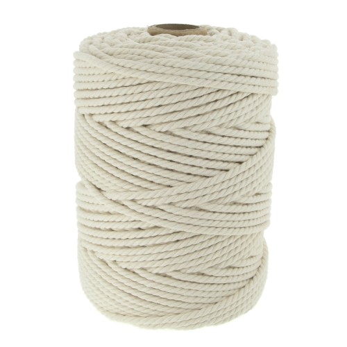3mm cotton cord spool for macramé - Unbleached x100m