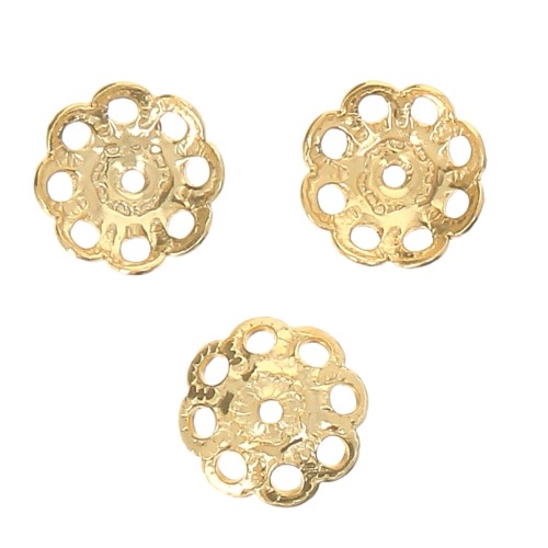 8mm Bead cups - flowers - Fine Gold Plated x6