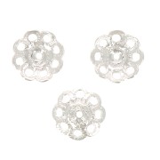 8mm Bead cups - flowers - fine silver plating x6|raw }}
