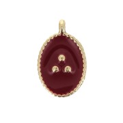 14x9mm Oval charm with small dots in epoxy resin - Gold Tone - Bordeaux x1|raw }}