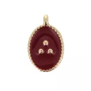 14x9mm Oval charm with small dots in epoxy resin - Gold Tone - Bordeaux x1