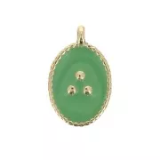14x9mm Oval charm with small dots in epoxy resin - Gold Tone - Mint x1