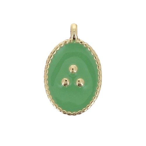 14x9mm Oval charm with small dots in epoxy resin - Gold Tone - Mint x1
