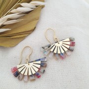 12x25mm Fan - half sun pendant - Gold Tone x1