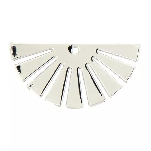 12x25mm Fan - half sun pendant - Silver Tone x1