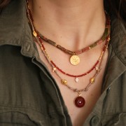 18.5x15mm Round pendant mystic eye pattern - Fine Gold Plated x1