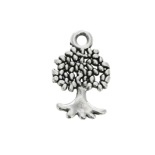 13x8mm Tree charm - Antique Silver Plating x1