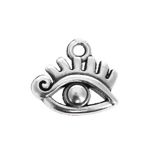 11x12mm Eye charm - Antique Silver Plating x1