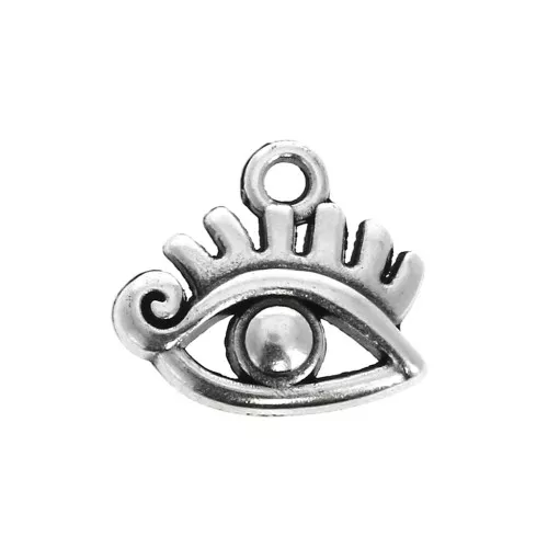 11x12mm Eye charm - Antique Silver Plating x1