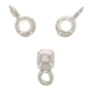 Metal beads to dangle charms 6x4mm Rhodium Tone x6