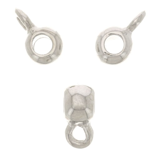 Metal beads to dangle charms 6x4mm  Rhodium Tone x6