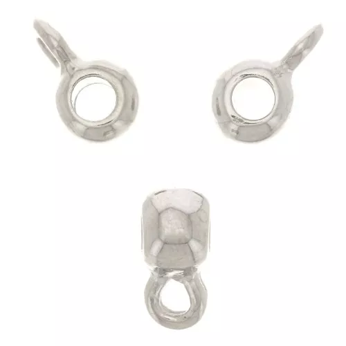 Metal beads to dangle charms 6x4mm  Rhodium Tone x6