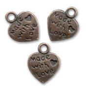 Heart charms 13mm Old copper tone x5|raw }}