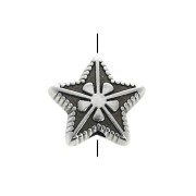 10mm Star bead - Antique Silver Plating x1